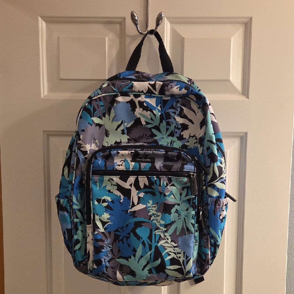 Vera Bradley Camofloral Pattern  Backpack -Blue,Black,Teal,White